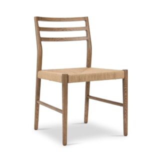 Teak dining chair natural supersanded with rope seat