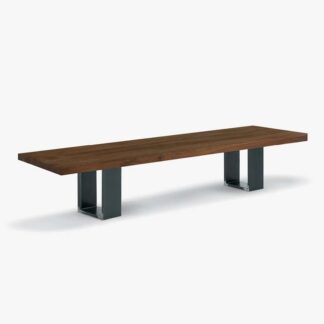 Teak backless bench Industrial Iron Legs