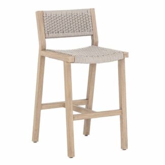 Teak Bar Chairs with Grey Rattan Combination