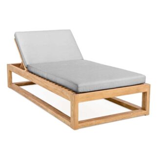 Teak Sun Loungers Outdoor with Stainless Backrest and Cushion