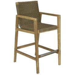 Stone Color Bar Chair Teak Wood Rope Natural Color Stone Color Bar Chair Teak Wood Rope Natural Color