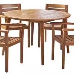 Teak Wood Dining Table and Cross Chair Set with Circle Table Teak Wood Dining Table and Cross Chair Set with Circle Table