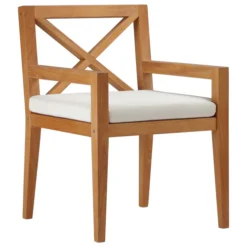 Teak garden chairs with white cushions Teak garden chairs with white cushions