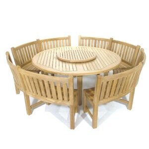 Buckingham Teak Curved Bench Dining Set Buckingham Teak Curved Bench Dining Set