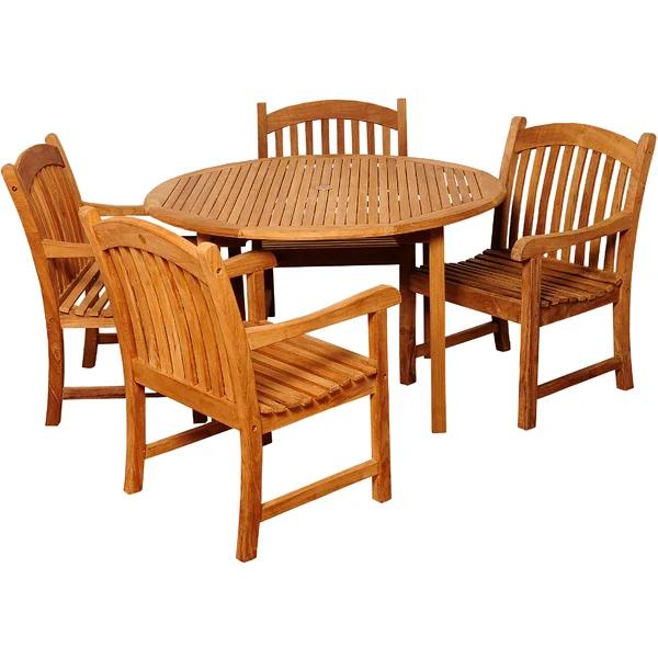 Analiah Round 4 Person Outdoor Dining Set | Aqmateak.com | Jepara Teak ...