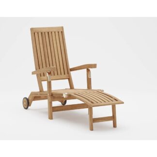 Deluxe Teak Steamer Chair with Wheels