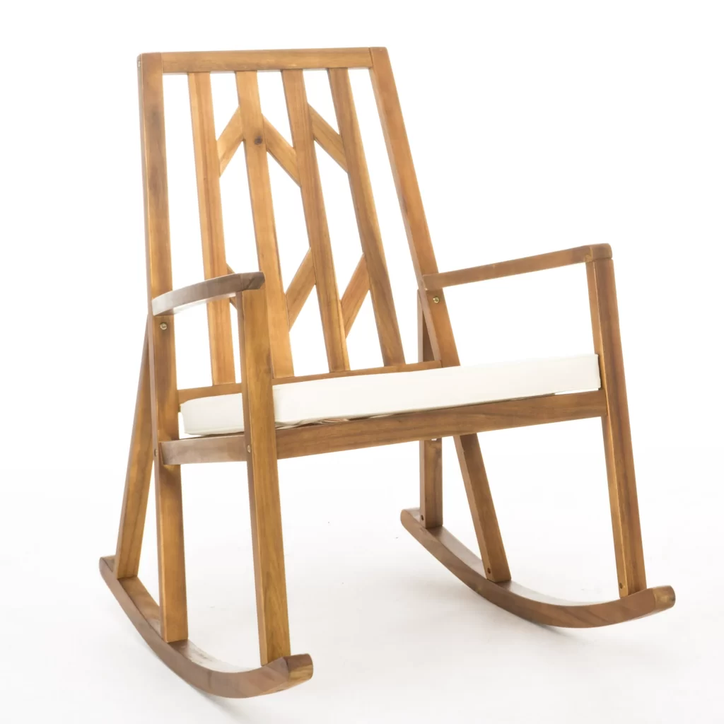 Outdoor Teak Wood Rocking Chair with Cushion