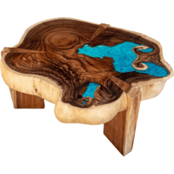 Blue Resin Coffee Table Suar Wood River Style Furniture Blue Resin Coffee Table Suar Wood River Style Furniture
