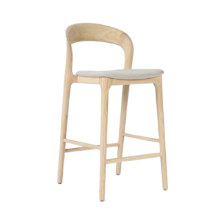 Natural Teak Bar Chair with White Cushion