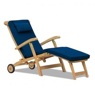 Teak Garden Steamer with Whells and Cushhion Chair Outdoor Furniture