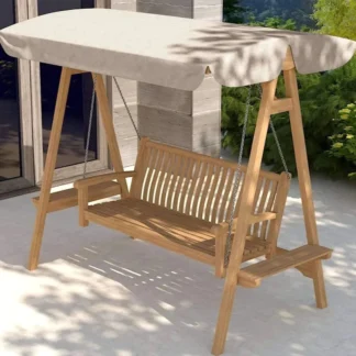 Teak Swing Seat Ecru Canopy Garden Furniture
