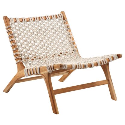 Teak lounge chair with woven rope