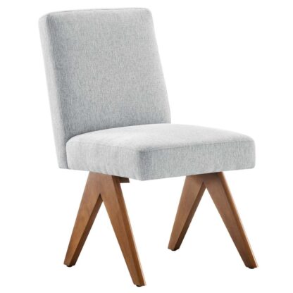 Dining Chairs Made of Solid Wood and Gray Fabric