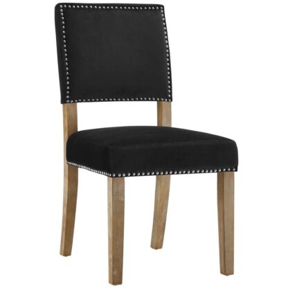 Dining Chairs Made of Solid Wood and Black Fabric