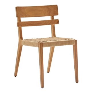 saga natural teak wooden rope patio chairs