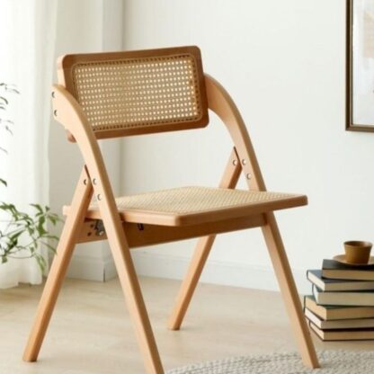 Sampang teak chair Folding Rattan Backrest Natural