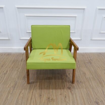 Onjuku Teak Patio Lounge Chair with Green Cushion
