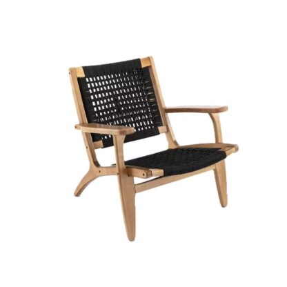Sriwidjaya Teak Outdoor Lounge Chair Black Rope