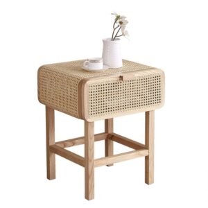Kalingga Teak Wood and Rattan Nightstand Modern Kalingga Teak Wood and Rattan Nightstand Modern