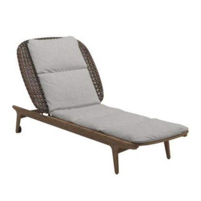 Kencana Teak Sun Lounger with Backrest Rattan And Custom Color Cushion