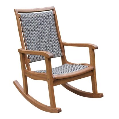 Rocking Chair Teak and Rattan Woven