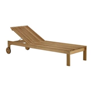 Sun Lounger With Wheel Teak Wooden Premium Quality