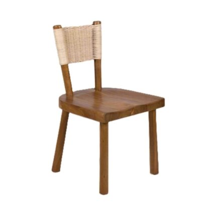 Chair Teak Wood Backrest Rope Brown Color