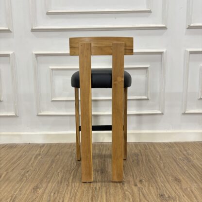 Barstool Mihama Teak Wood and Seater Leather
