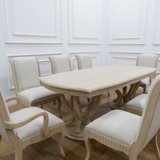 Dining Set Premium Teak Wood Grey Soft