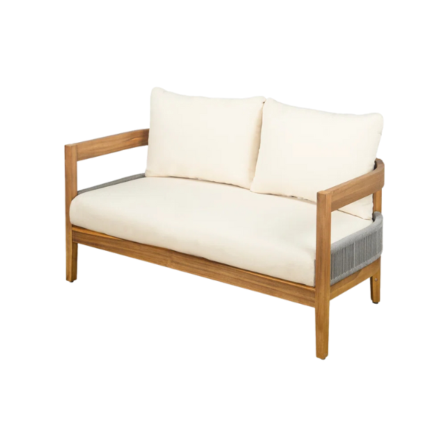 Band Weave Teak Outdoor Sofa