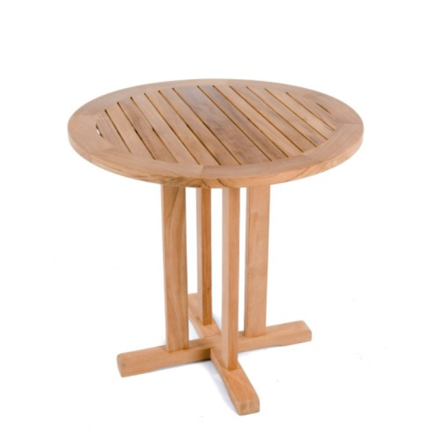 Round Solid Teak Outdoor Table with Cross-Leg Base