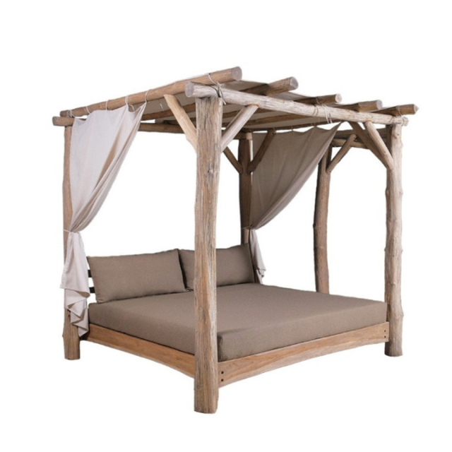 Rustic Log Cabana Authentic Tropical Lounger