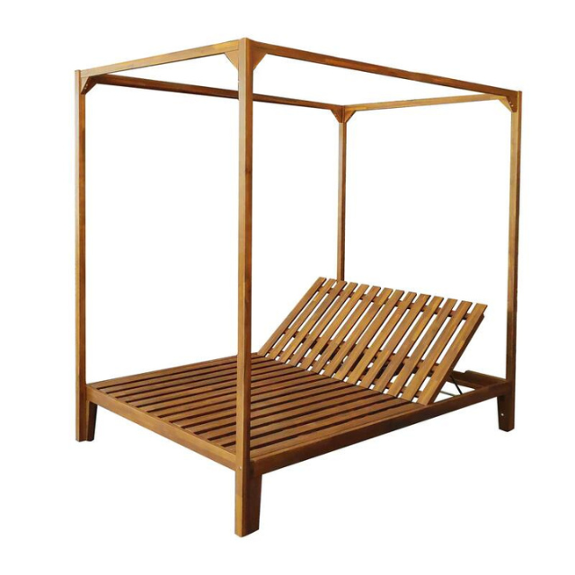 Sleek Adjustable Teak Daybed Poolside Ready