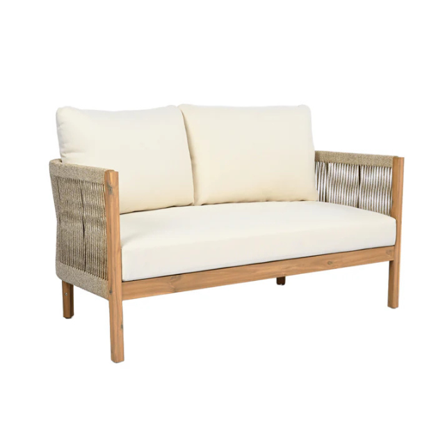 Vertical Rope Teak Outdoor Sofa