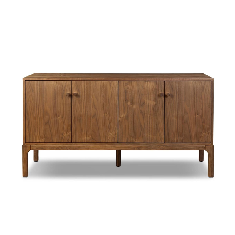 Arturo 4-Door Natural Walnut Sideboard Cabinet