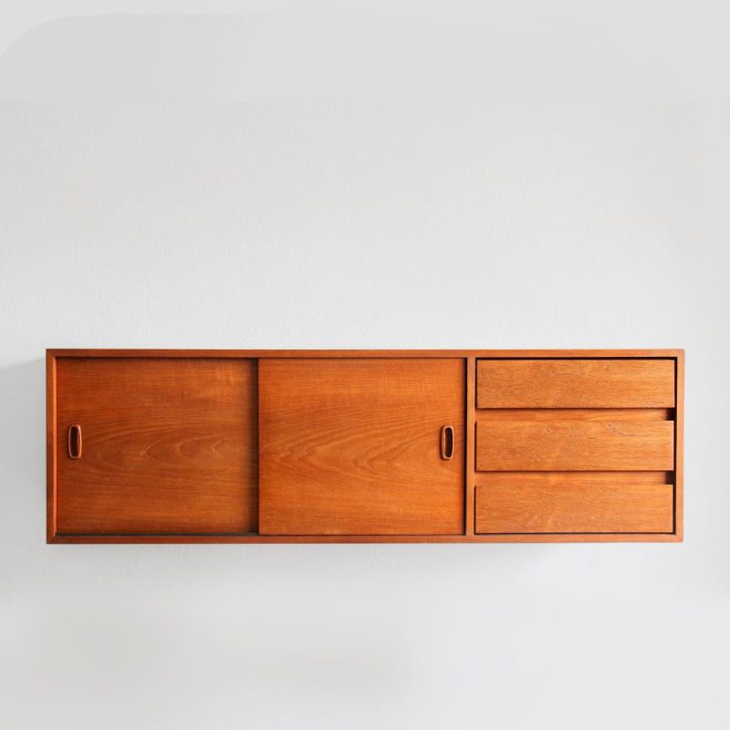 teak wall mounted modern cabinet